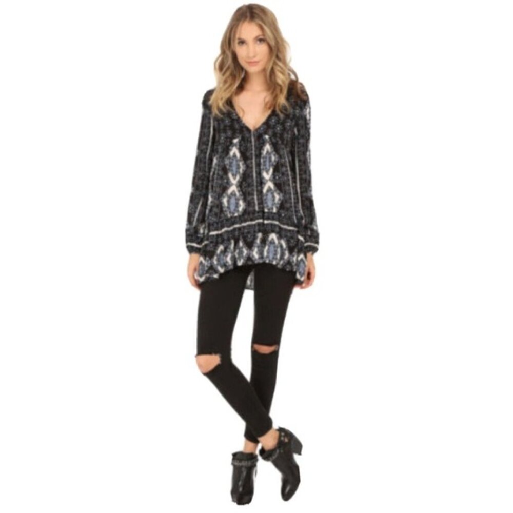 FREE‎ PEOPLE Down by the Bay TUNIC TOP MINI DRESS Peplum RAYON Size XS/TP - Picture 3 of 14